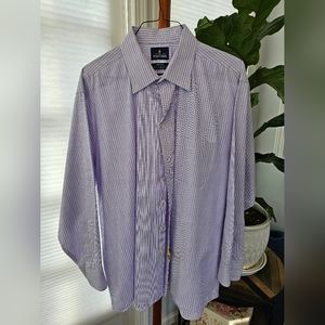 Men's Stafford Lavender Stripe Dress Shirt 2XL